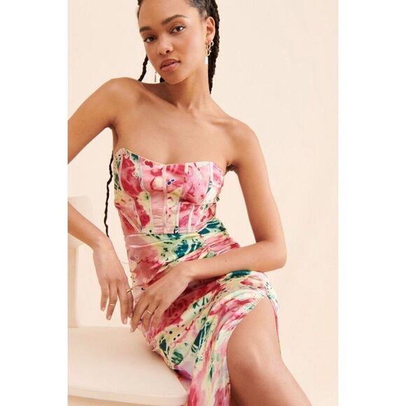 Let Me Be Floral Corset Maxi Dress Size S - Picture 3 of 10